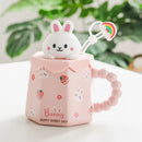 Axyaa Cartoon Ceramic Mug with Lid, Spoon - Creative 400ML Coffee Tea Cup