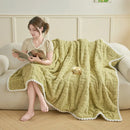 Axyaa Cozy Bear Pattern Fleece Blanket for Sofa Bed, Spring/Autumn Soft Plush Throw