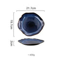 Axyaa Deep Blue Irregular Ceramic Plate Set - Household Tableware Dinnerware Tray.