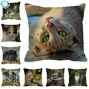 Axyaa Cat Print Linen Throw Pillowcase 45X45CM