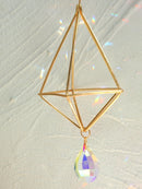 Axyaa Gold Suncatcher Air Plant Holder with Crystal Home Decor