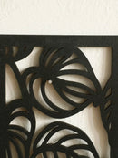 Black Gothic Leaf Pattern Wall Shelf by Axyaa - Crystal Display for Home Decor