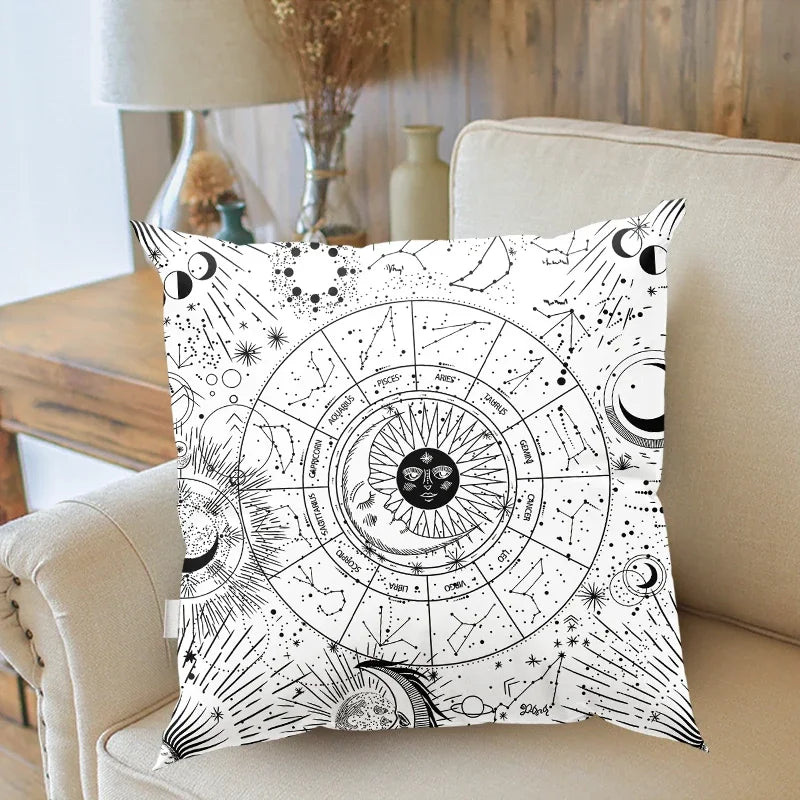 Axyaa Tarot Sun Moon Star Pillowcase for Home Décor and Divination-themed Style