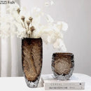 Gradient Amber Glass Vase by Axyaa for Living Room Flowers Arrangement