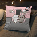 Axyaa Peach Cat Soft Cushion Cover 45x45 for Bed Sofa Home Decor