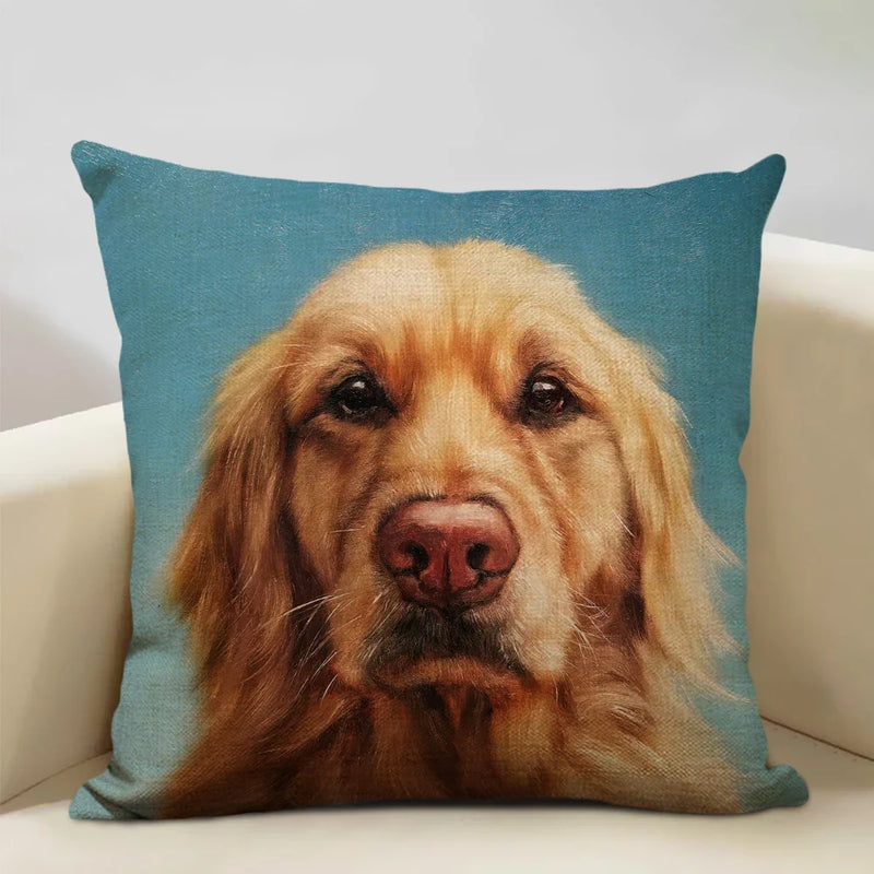 Axyaa Bullfighting Dog Cushion Cover - 45x45cm Linen Pillowcase for Home Decor
