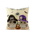 Axyaa Halloween Pillow Cover 45x45 - Pumpkin Owl Cat Spider Sofa Cushion Decor