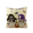Axyaa Halloween Pillow Cover 45x45 - Pumpkin Owl Cat Spider Sofa Cushion Decor