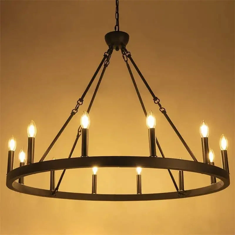 Axyaa Black LED Pendant Chandelier for Modern Retro Living Room Decor