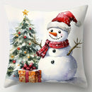 Axyaa Christmas Pillowcase Set - Tree, Snowman, Santa Claus, 17.7", Single-sided Print
