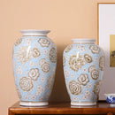 Axyaa Chinese Blue Floral Ceramic Vase for Luxurious Living Room Décor