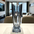 Axyaa Crystal Glass Vase: Light Luxury Style, Large-Mouthed for Living Room Decor