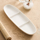 Axyaa Ceramic Grid Plate for Sushi, Snack, Dessert - Premium Three Grid Seasoning Plate