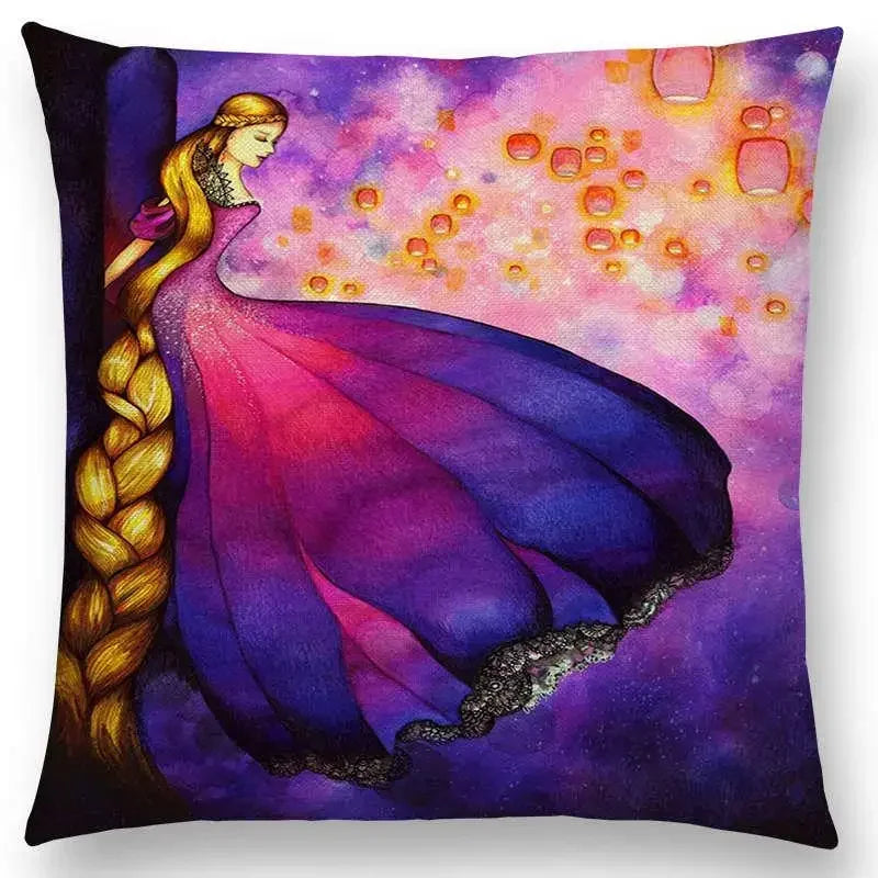 Cute Cat Moon Night Wonderland Witch Halloween Dance Pillow Cover by Axyaa
