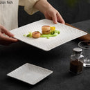 Axyaa Relief Flower Ceramic Square Plate Steak Dessert Snack Plate Molecular Cuisine