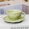 Axyaa Petal Ceramic Cup and Saucer Set Creative Coffee Teacup Solid Color Designer Plate