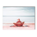 Axyaa Pink Beach Wave Surf Girl Canvas Painting Nordic Art Print