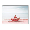 Axyaa Pink Beach Wave Surf Girl Canvas Painting Nordic Art Print