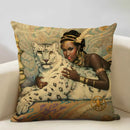 Axyaa Vintage African Indian Sexy Girl Women Oil Painting Cushion Cover
