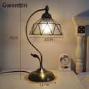 Axyaa Mediterranean Tiffany Stained Glass Table Lamp Vintage LED Desk Light