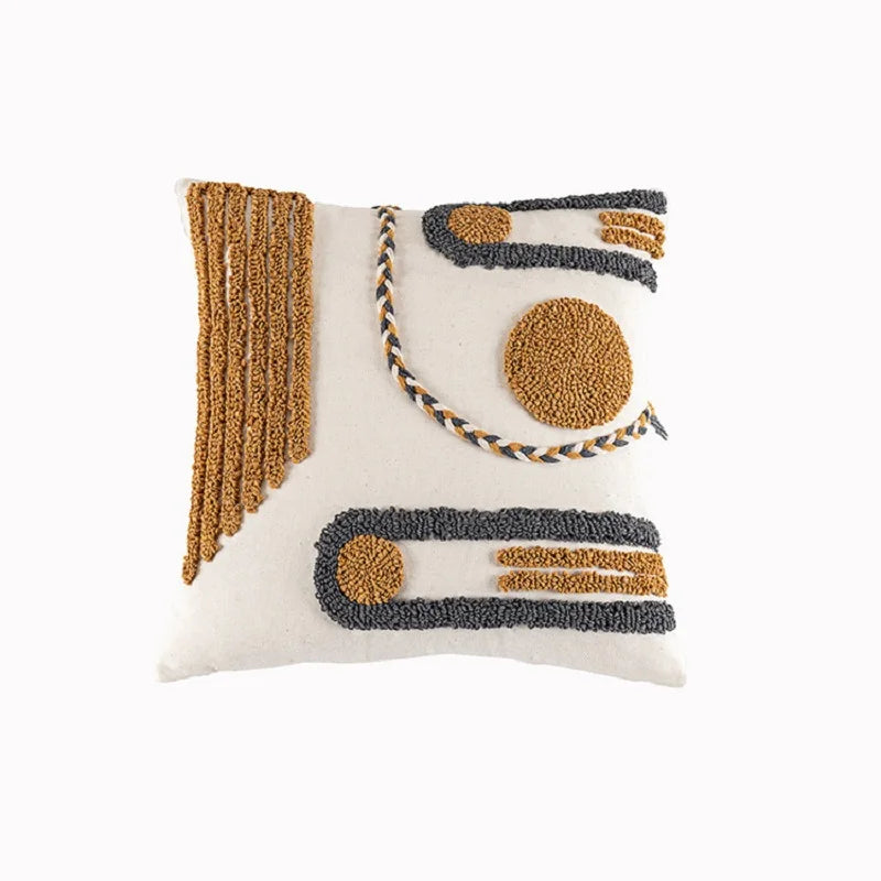 Tufted Macrame Cushion Cover, Turkish Boho Pillow Case for Home Decor by Axyaa