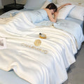 Axyaa Luxury Embroidery Summer Blanket - Lightweight Cooling Quilt - Soft Skin-friendly Comforter
