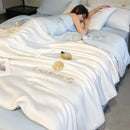 Axyaa Luxury Embroidery Summer Blanket - Lightweight Cooling Quilt - Soft Skin-friendly Comforter