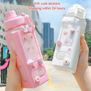 Axyaa Kawaii Shaker Water Bottle with Straw Sticker  ]];