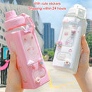 Axyaa Kawaii Shaker Bottle 700ml/900ml Straw Cute BPA-Free Plastic Gourde