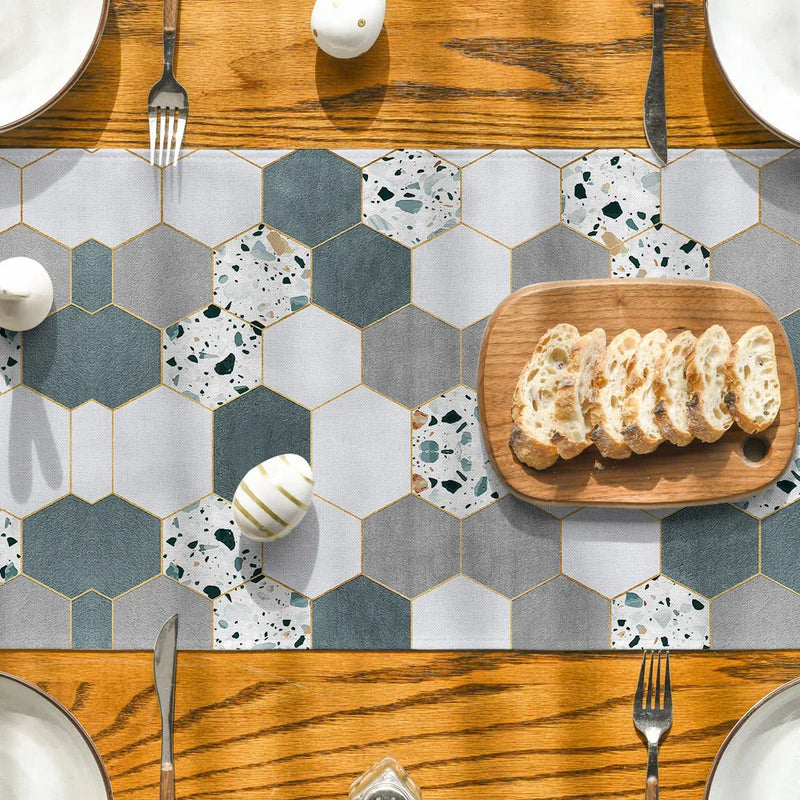 Axyaa Geometric Line Cube Table Runner - Farmhouse & Wedding Party Decor