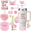 Axyaa Cup Accessories Set: Butterfly Straw, Cover, Cap, Boot, Handle Charm, Initials Sticker