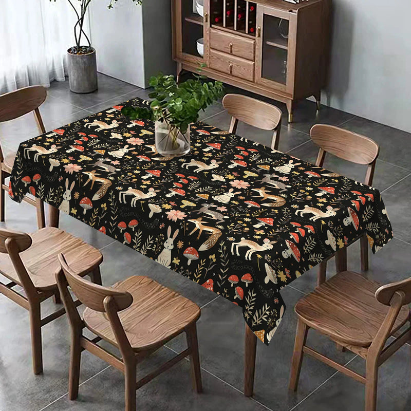 Axyaa Table Runner - Farmhouse Dining Decor for Kitchen, Wedding Party, Rabbit Flower Mushroom Theme