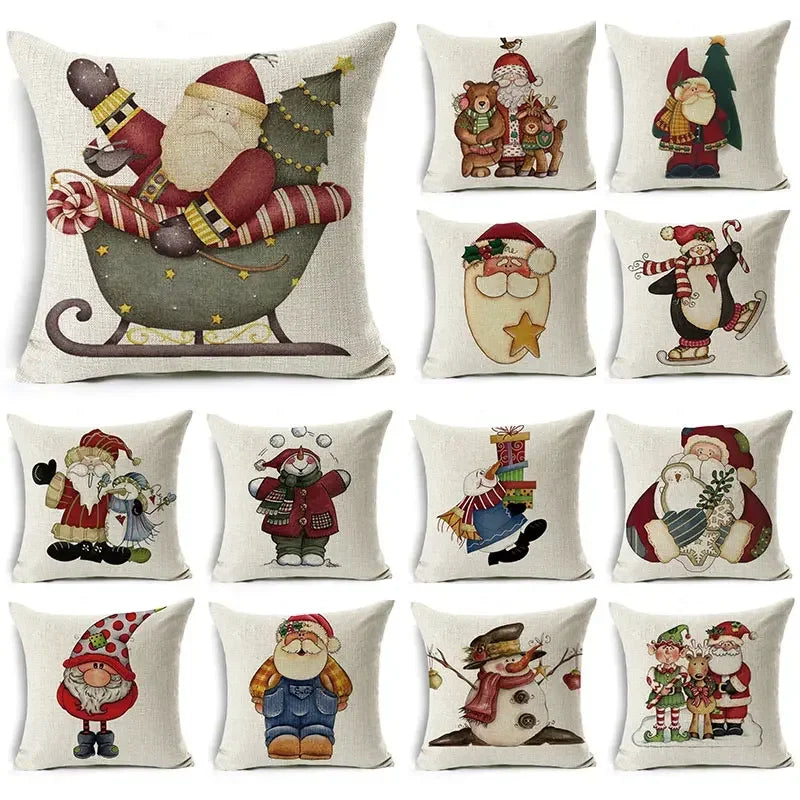 Christmas Santa Claus Pillowcase: Axyaa Linen Decoration for Car Sofa 45cm * 45cm
