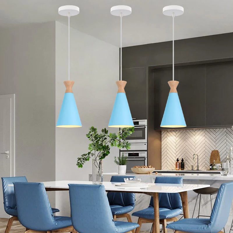 Axyaa Blue Nordic Pendant Lights - Modern E27 Hanging Lamps for Living Dining Kitchen