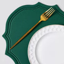 Axyaa Green Oval PU Leather Placemats Set, Irregular Shape, Oil-Proof, Table Mats