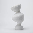Axyaa Geometric Ceramic Vase: White Abstract Room Decoration Accessory