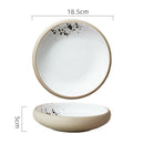 Axyaa 7" Retro Ceramic Ramen Soup Salad Dessert Bowl Plate Set
