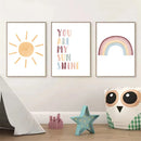 Nordic Rainbow Sun Wall Art Poster for Baby Kids Room by Axyaa