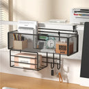 Axyaa Double Basket Mail Organizer with Key Hooks for Entryway/Home/Office