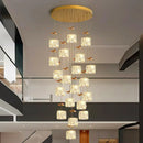 Axyaa Crystal Chandelier Stair Pendant Light Living Room Interior Lighting