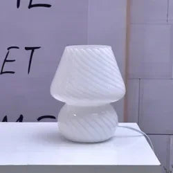 Glass LED Desk Light Mushroom Table Lamp Axyaa Korean Style Striped Bedside Lamp