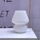 Axyaa Striped Mushroom LED Desk Lamp - Korean Ins Style Bedside Glass Light