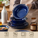 Axyaa 16-Piece Blue Relief Reactive Glaze Ceramic Dinnerware Set