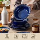 Axyaa 16-Piece Blue Reactive Glaze Ceramic Dinnerware Set