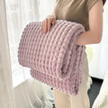 Axyaa Plaid Flannel & Rabbit Fur Throw Blanket for Sofa Bed - Soft & Warm