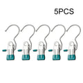 Axyaa Stainless Steel Clothespins Laundry Pegs With Hook - 5pc Organize Wardrobe
