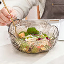 Axyaa Brown Hammer Patterned Glass Salad Bowl Large Fruit Plate