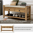 Axyaa Entry Shoe Bench with Cushioned Seat, 2 Drawers & Slatted Shelf