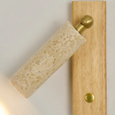 Axyaa Nordic Copper LED Wall Lamp with Button Switch and Travertine Accent