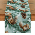 Axyaa Christmas Squirrel Table Runner Pine Cone Decoration Dining Coffee Runners